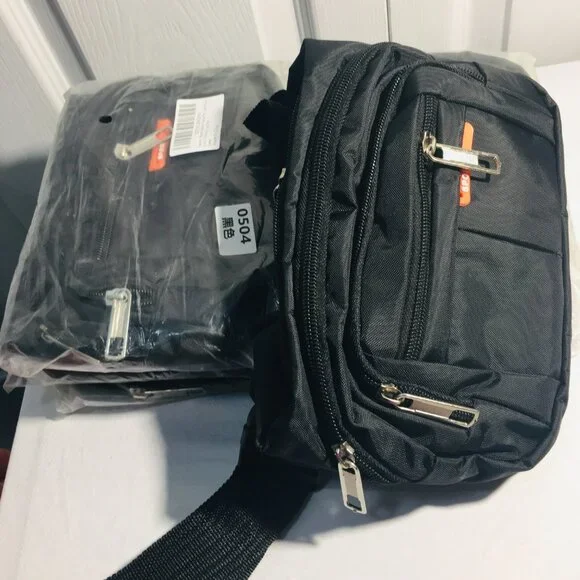 Fanny Pack,Black Belt Crossbody Bag for Men /women Waist Pack with 4 Zipper Pock - Picture 8 of 9